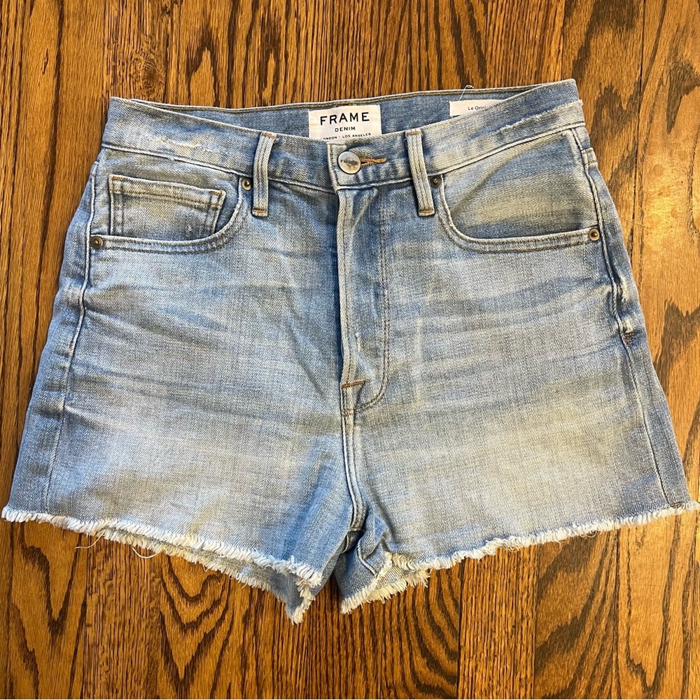 FRAME Denim cut-off high-rise shorts Le Original